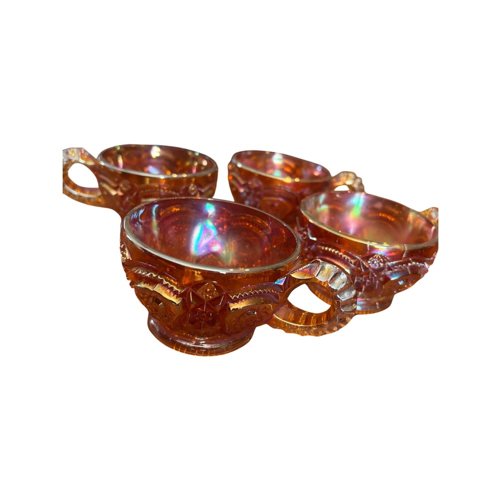 Imperial Glass Marigold Carnival Glass Punch Cups Windmill Star Set of 4 3in